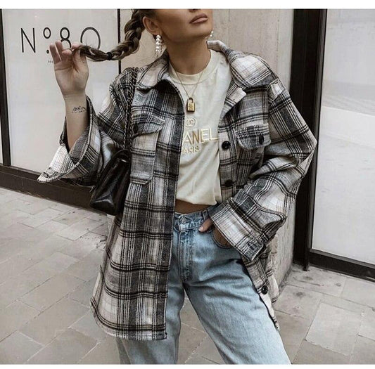 Long Plaid Jacket 