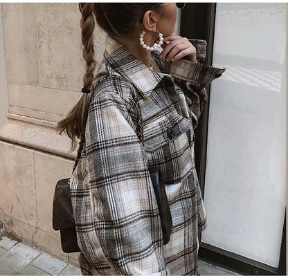 Long Plaid Jacket 