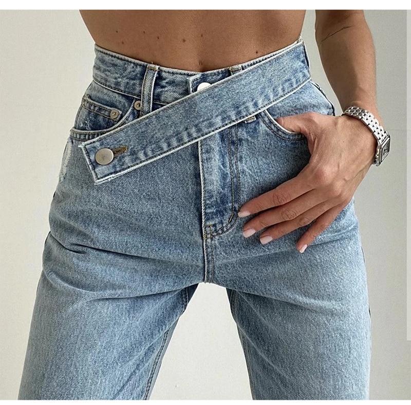 Belt Jeans High Street Denim Loose