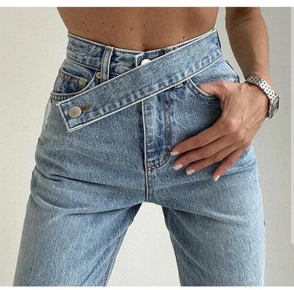 Belt Jeans High Street Denim Loose