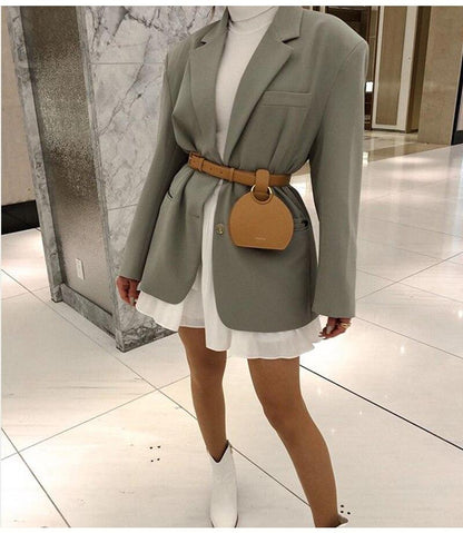 Oversize Blazer Dress Long Sleeve Fashion Jacket Solid Mini