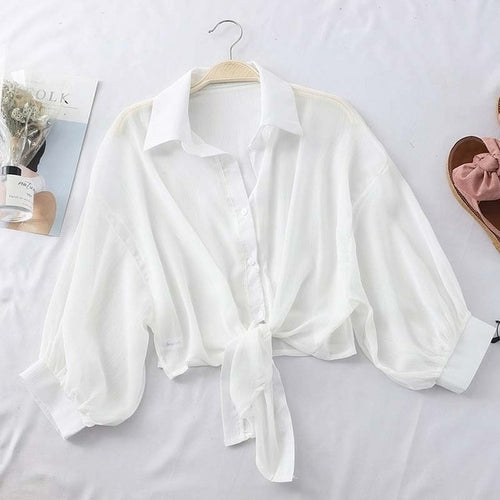 Chiffon Half Sleeve Button Up Blouses