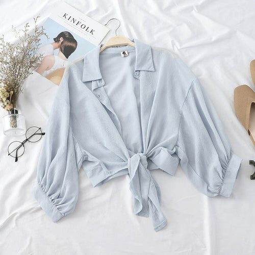 Chiffon Half Sleeve Button Up Blouses