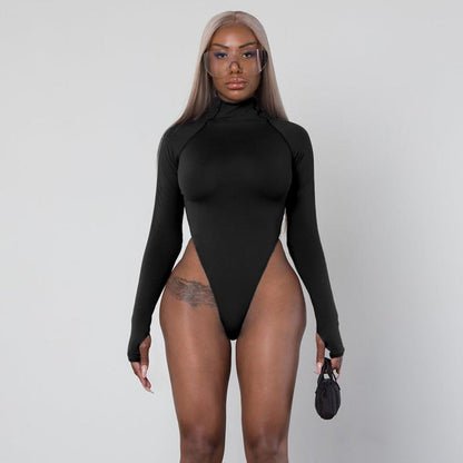 Long Sleeve High Neck Sexy Bodysuit