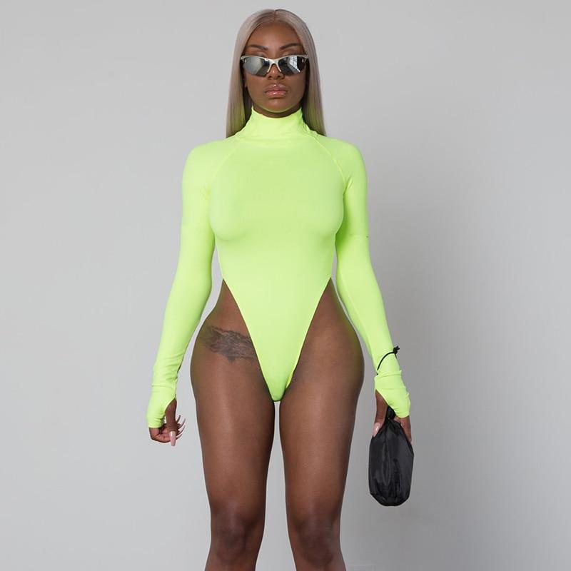 Long Sleeve High Neck Sexy Bodysuit